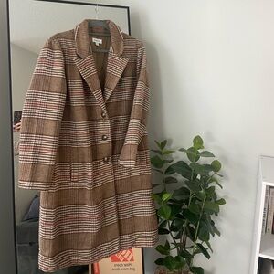 Evereve Brown Plaid Trench Coat